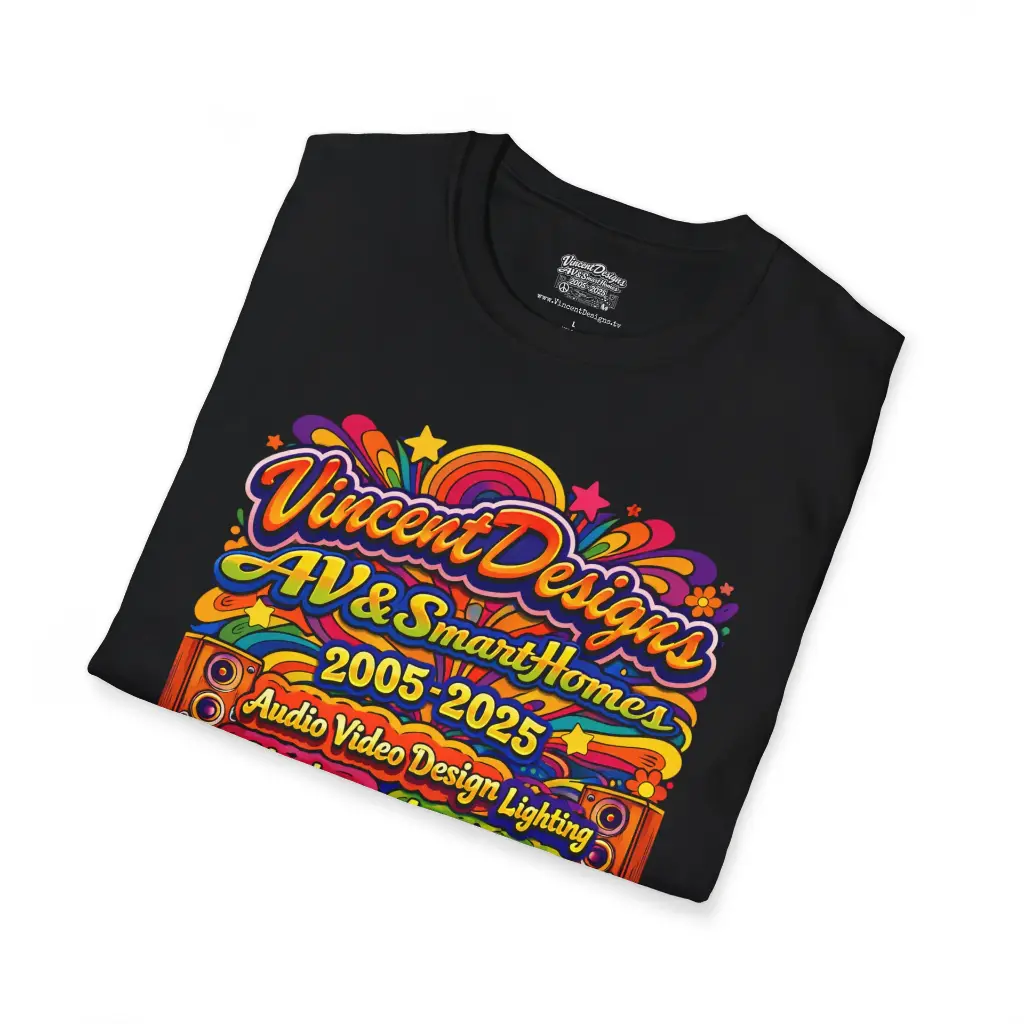 Vincent Designs Groove T-Shirt 2025 Folded, Black.webp